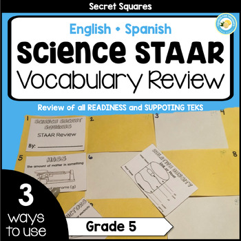 Preview of 5th Grade Science STAAR (TEKS) Vocabulary Review Foldable (ENGLISH + SPANISH)