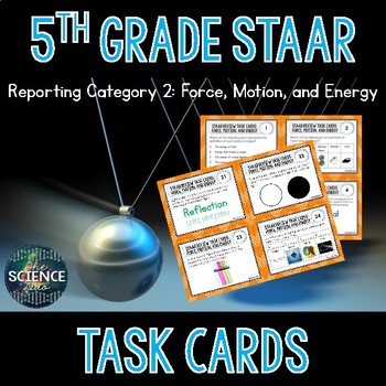 Preview of Science STAAR Review Task Cards - Force, Motion, and Energy - 5th Grade