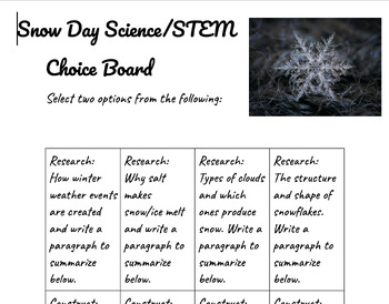 Preview of Science/STEM Choice Board