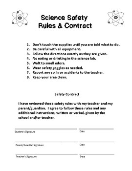 Science Safety Contract by The Science Sister - Ashley Keilers | TPT