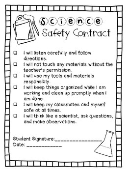 Science Safety Contract by Practice What You Teach | TpT