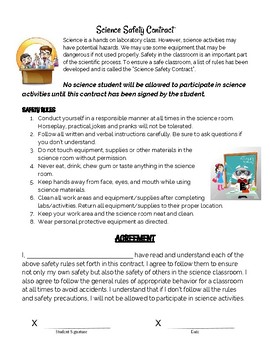 Science Safety Contract by Sandra Somma | Teachers Pay Teachers