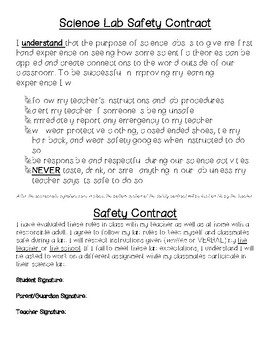 Science Safety Contract by Alexandra's Academics | TPT