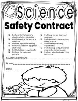 Science Safety Contract by Andrea Cananua | Teachers Pay Teachers
