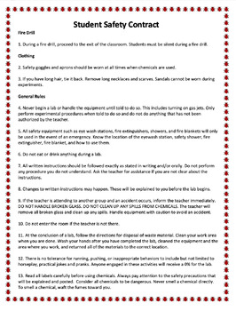 Science Safety Contract - Adapted from the National Science Teachers ...