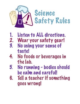 Science Safety Poster by Easy Peasy Elementary | TPT