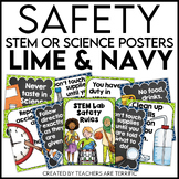 Science  Safety Posters in Lime and Navy