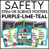 Science Safety Posters in Purple, Lime, and Teal