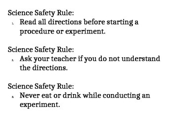 Preview of Science Safety Rules Project with Rubric
