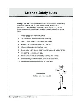 Science Safety Rules & Contract by Headway Lab | TPT
