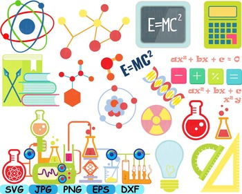 Preview of Science School Clip art svg math atom book experiment lesson biology lab -104s