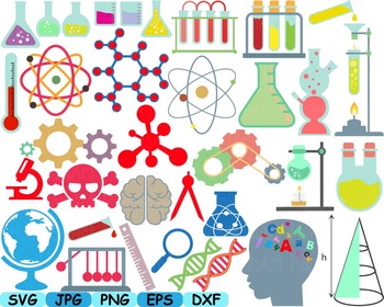 Preview of Science School Clip art svg math atom book experiment lesson biology lab -149s
