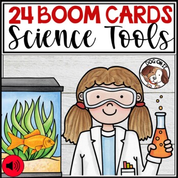 Preview of Science Lab Tools Boom Cards with Audio Jane Goodall Stephen Hawking