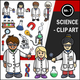 Science Utensils and Scientists Clip Art [Color + Line Art]