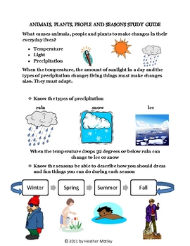 Preview of Science: Seasonal Changes: Assessment and Study Guide