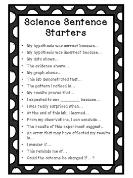scientific essay sentence starters