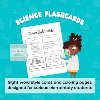 Preview of Science Sight Words Flashcards & Coloring Pages