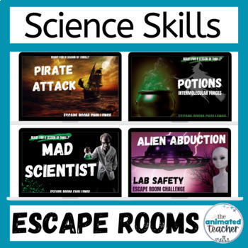 Preview of Science Skills Escape Room BUNDLE Middle School End of Year Activities