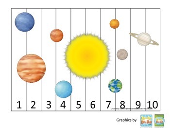 Preview of Science Solar System Number Sequence Puzzle 1-10 preschool homeschool