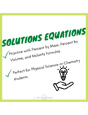 Science Solutions Equations Worksheet