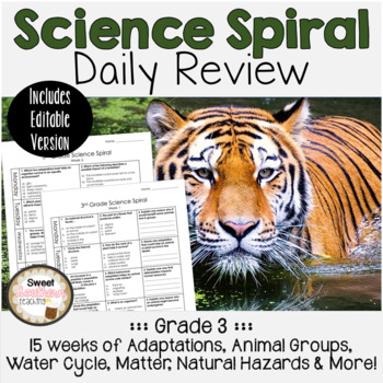 Preview of Science Spiral Review Third Grade - Aligns to TN State Standards