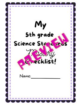 Preview of 5th Grade Science Standards Mastery Checklist (for student or teacher)