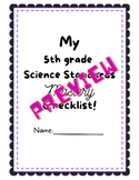 5th Grade Science Standards Mastery Checklist (for student