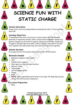 Preview of Science - Static Electricity/Charge - Detailed Lesson Plan for 4-11 Year Olds