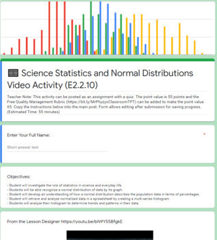 Preview of Science Statistics & Normal Data LinkLesson® - Online Blended Distance Learning