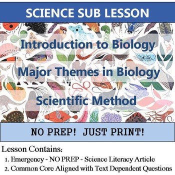 Preview of Science Sub Lesson - Biology and Scientific Method - NO PREP - Sub plan