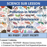 Science Sub Lesson - Lactose Intolerance, Polluted Water, 