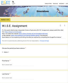 Preview of Science Sub Plan, Extension/Enrichment: Explore Science Games/Simulations