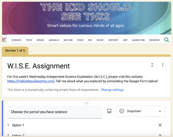 Preview of Science Sub Plan, Extension/Enrichment: Explore "The Kid Should See This" Site