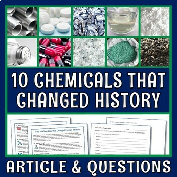 Preview of Science Sub Plan Top 10 Chemicals that Changed History Reading and Questions