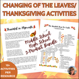 Sub Plans Changing of the Leaves/Thanksgiving Bundle for M