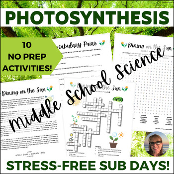 Preview of Photosynthesis Activities Middle School Science Sub Plans or Independent Work