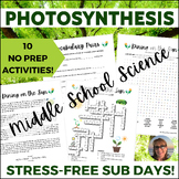 Photosynthesis Activities Middle School Science Sub Plans 