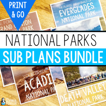 Preview of Science Sub Plans Bundle: National Parks Worksheets | 4th Grade 5th Grade