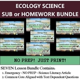 Ecology Homework Bundle - Science Sub Lessons - Common Cor