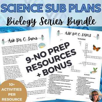 Preview of Science Sub Plans Middle School 7th 8th 9th Grade Biology Series Bundle
