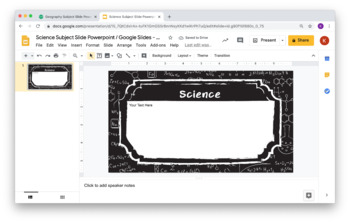 Preview of Science Subject Slide Powerpoint _ Google Slides - Chalkboard Theme