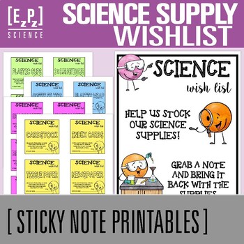 Preview of Science Supplies Wish List Sticky Notes