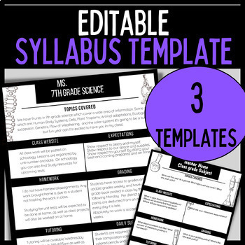 Preview of Science Syllabus Template | Middle School