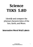 Science TEKS 5.8D Interactive Word Wall Labels 2016