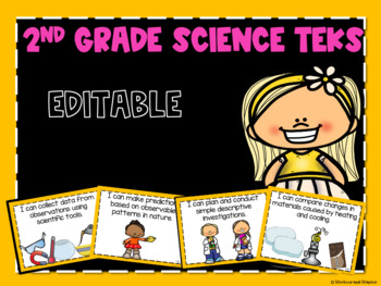 Science TEKS *EDITABLE* Posters for Second Grade by stickers and staples