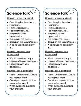 Preview of Science Talk and Discussion Starters