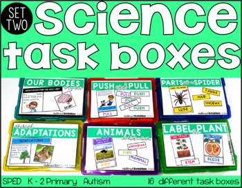 Life Science Study Activities for Kindergarten using task boxes