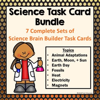 Preview of Science Task Cards Bundle - Heat, Electricity, Adaptations, Space, + More