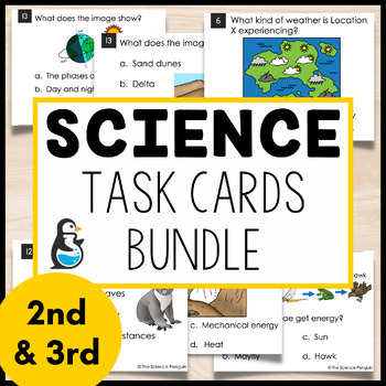 Preview of Science Task Cards Bundle | 2nd Grade 3rd Grade Planets, Food Chain, Landforms