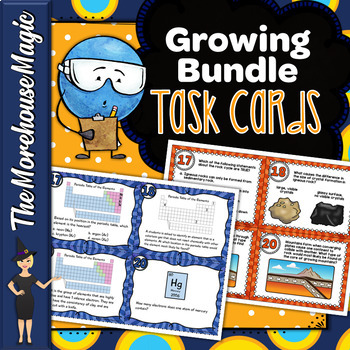 Preview of Middle School Science Task Cards Growing Bundle